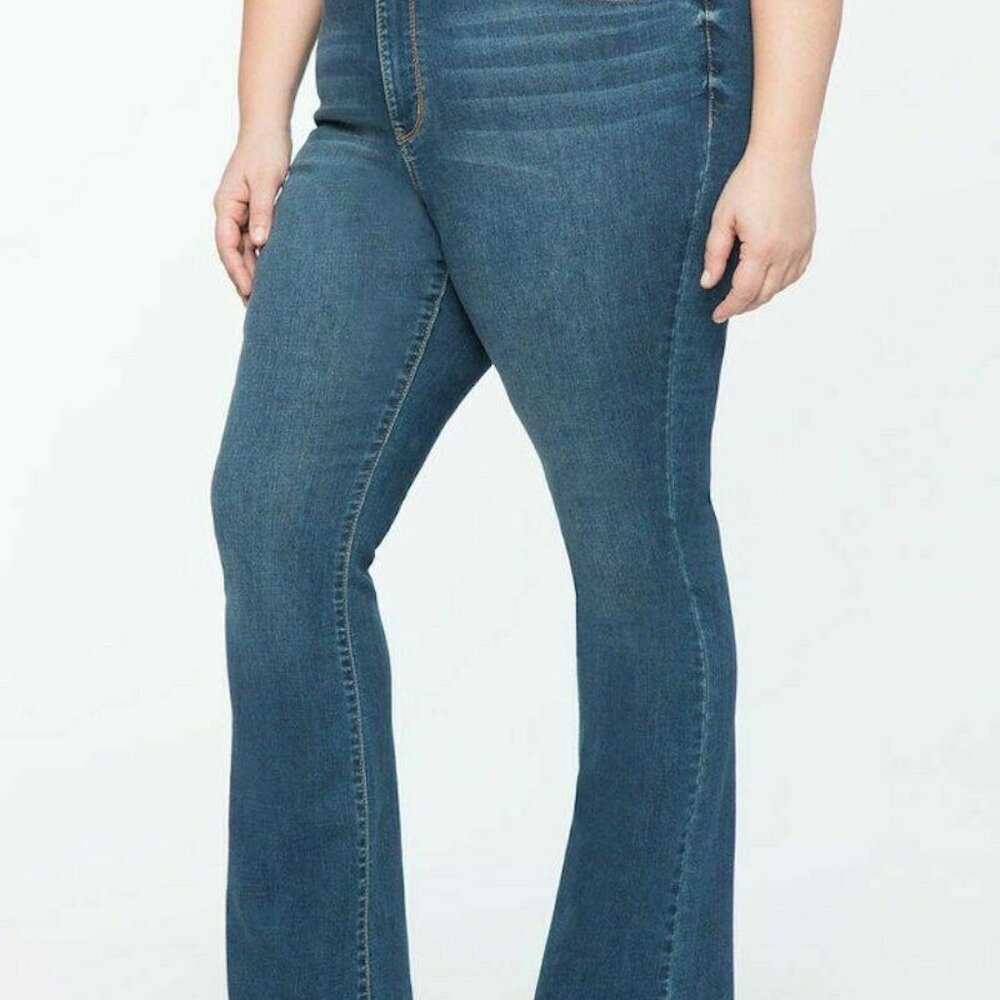 Eloquii Indigo Medium Wash Slim Boot Cut Stretch Jeans Size US 18 $90.00